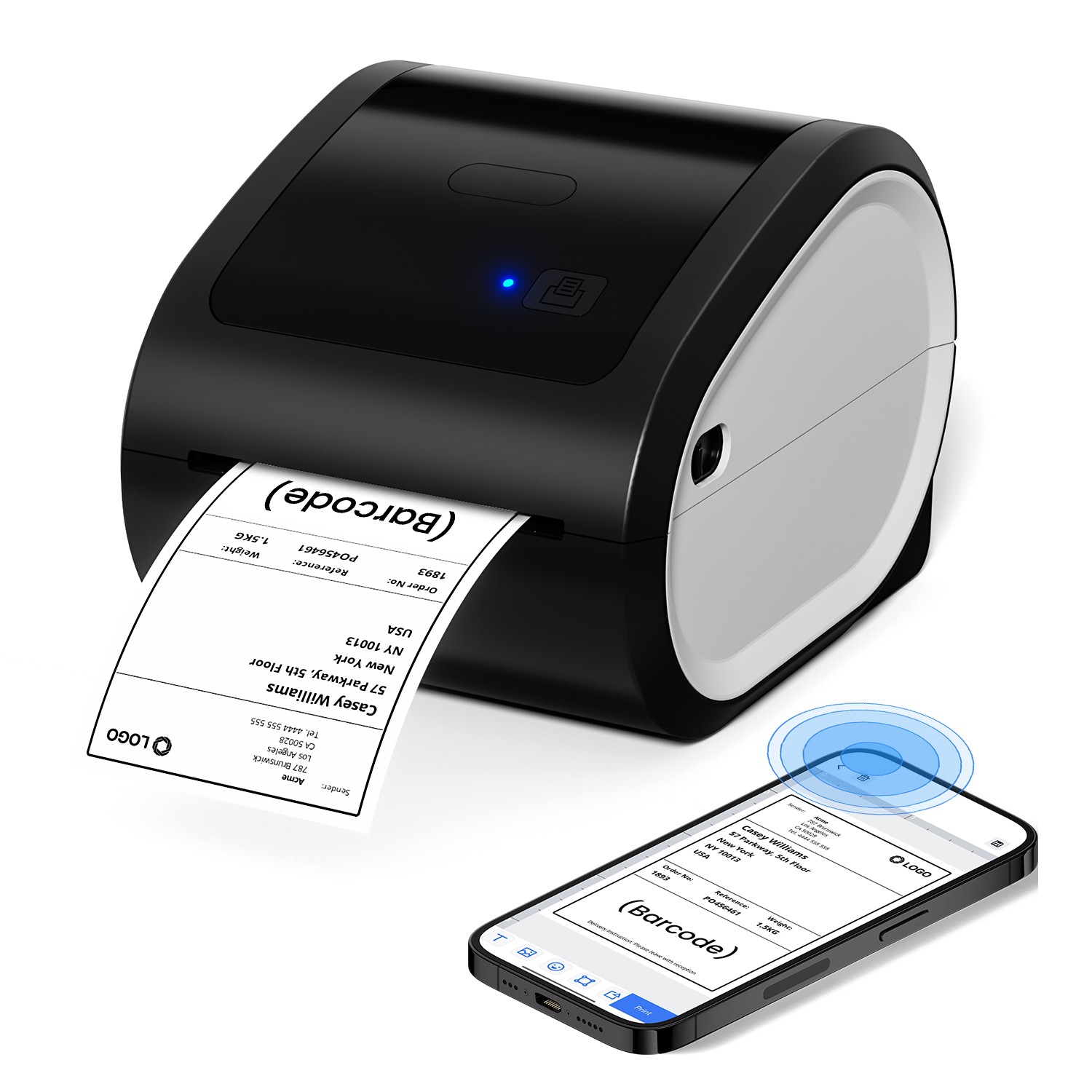 Phomemo D520-BT + 20 Shees of 4x6 Shipping Label, Thermal Printer