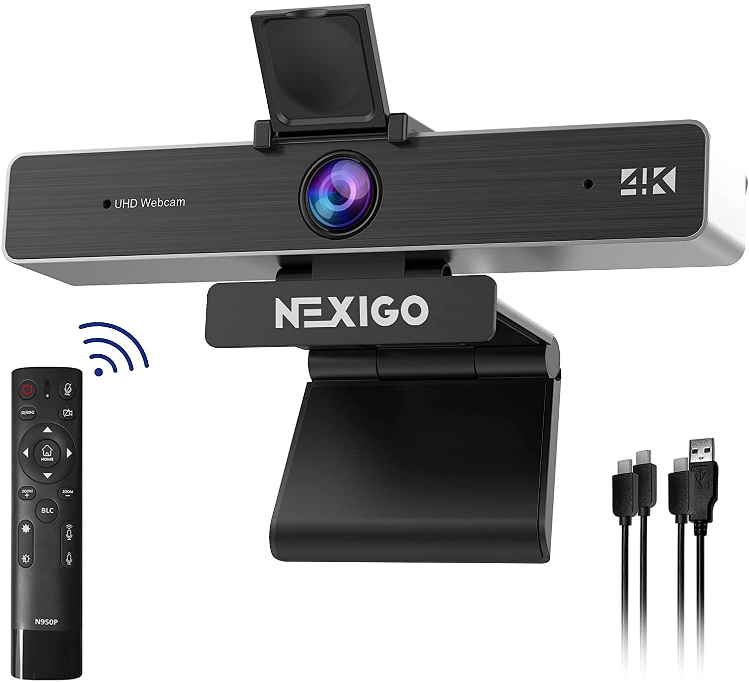 Zoom Certified, NexiGo N950P 4K Zoomable Webcam with Remote Control