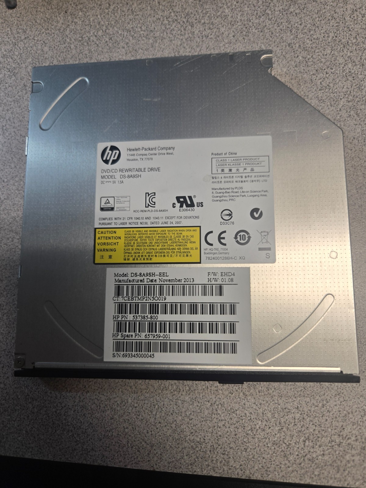 HP DS-8A9SH DS-8A9SH-JBS Internal DVD/CD Rewritable Drive