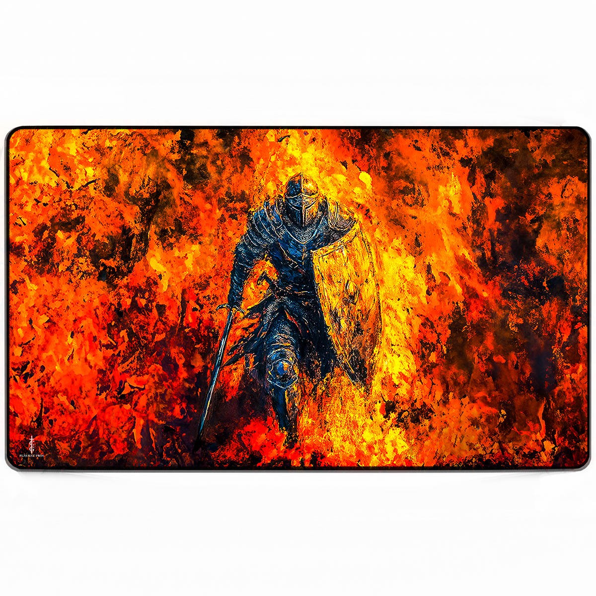 Fire Knight TCG Playmat Gaming Mousepad Dark Fantasy Medieval Desk Mat, MTG