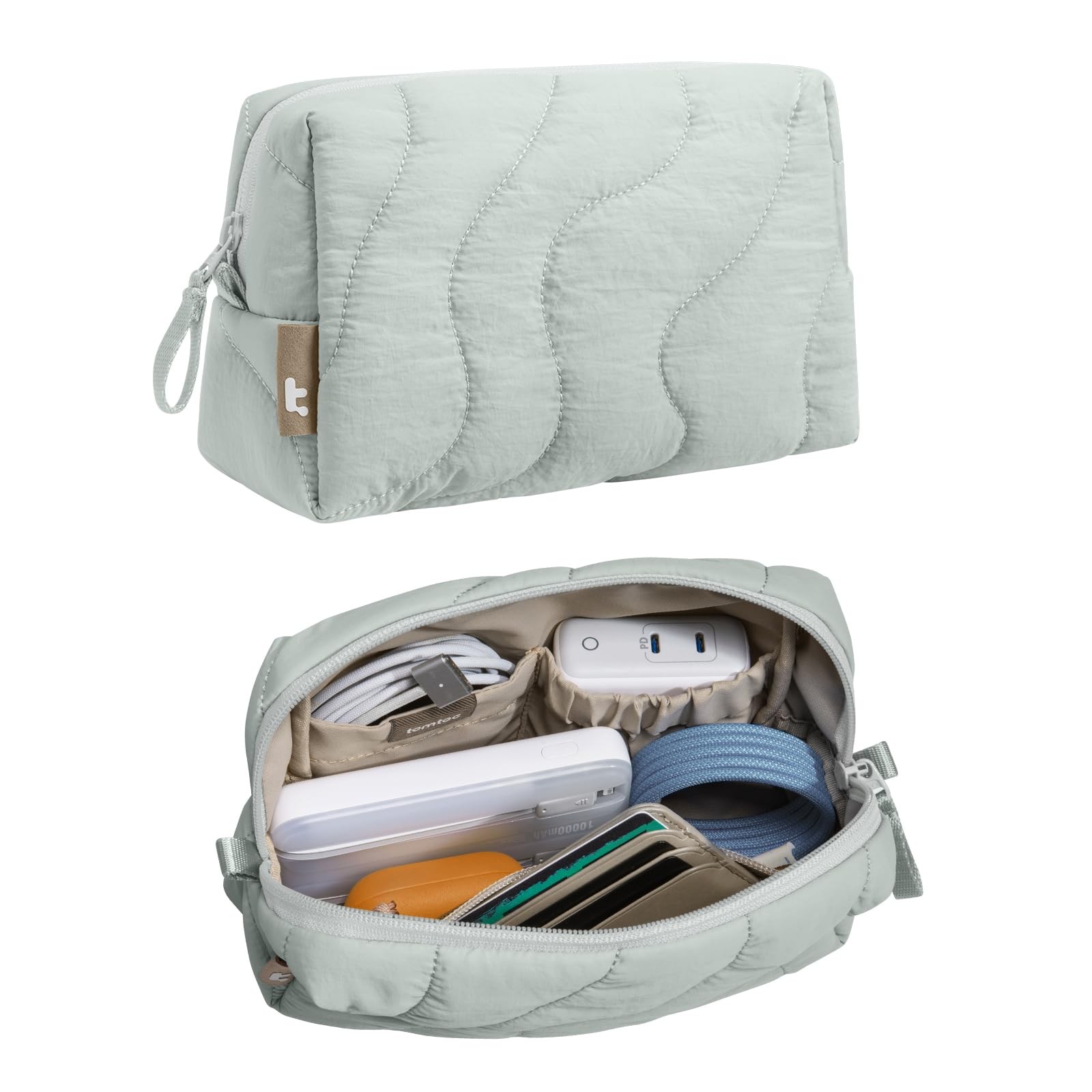 tomtoc Electronics Organizer Travel Case, Soft Puffy Accessory S, Lakeshore