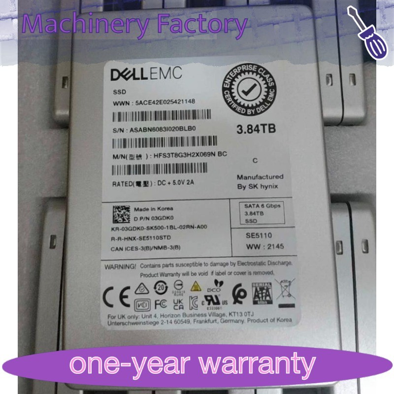 03GDK0 100% Health SK Hynix SE5110 3.84TB DELL SSD SATA 6Gb/s HFS3T8G3H2X069N