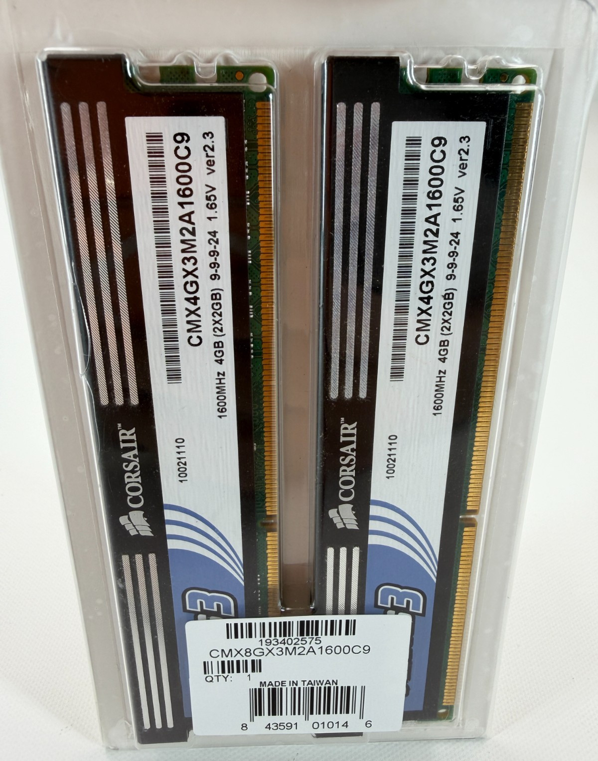 Corsair XMS3 4GB 2x2GB DDR3 1600MHz PC3-12800 Desktop RAM CMX4GX3M2A1600C9