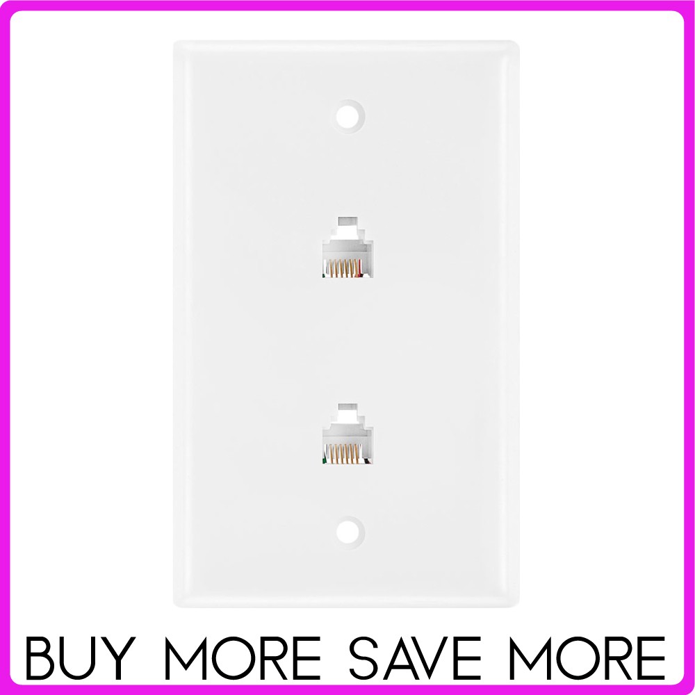 RJ12 Telephone Wall Plate 6P6C Modular Face Plate FAX Phone Line White LOT