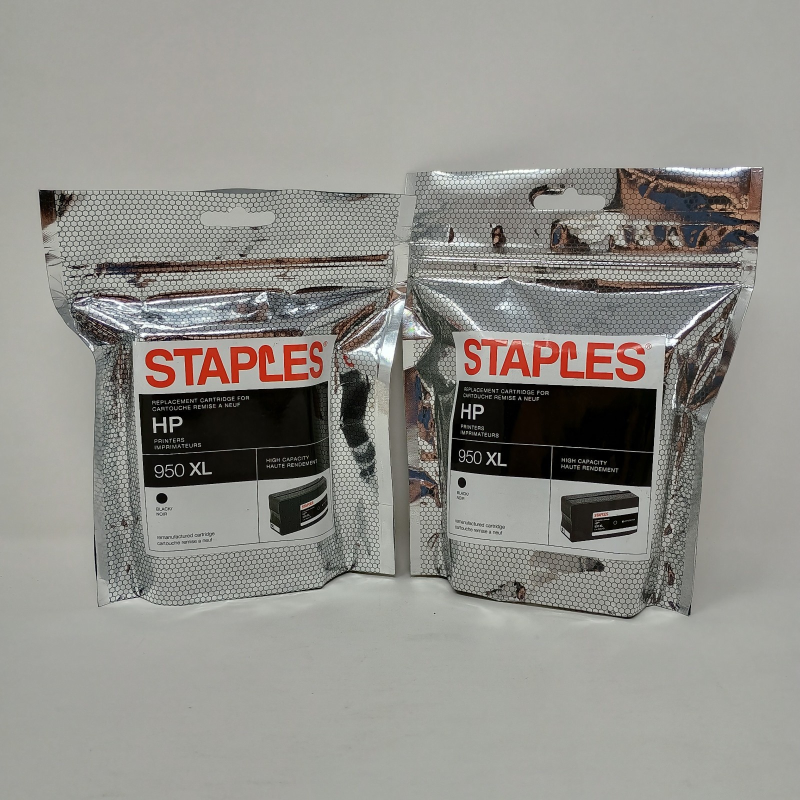 Lot of 2 Staples HP 950 XL Printer Ink BLACK Cartridges High Capacity NIP Sealed