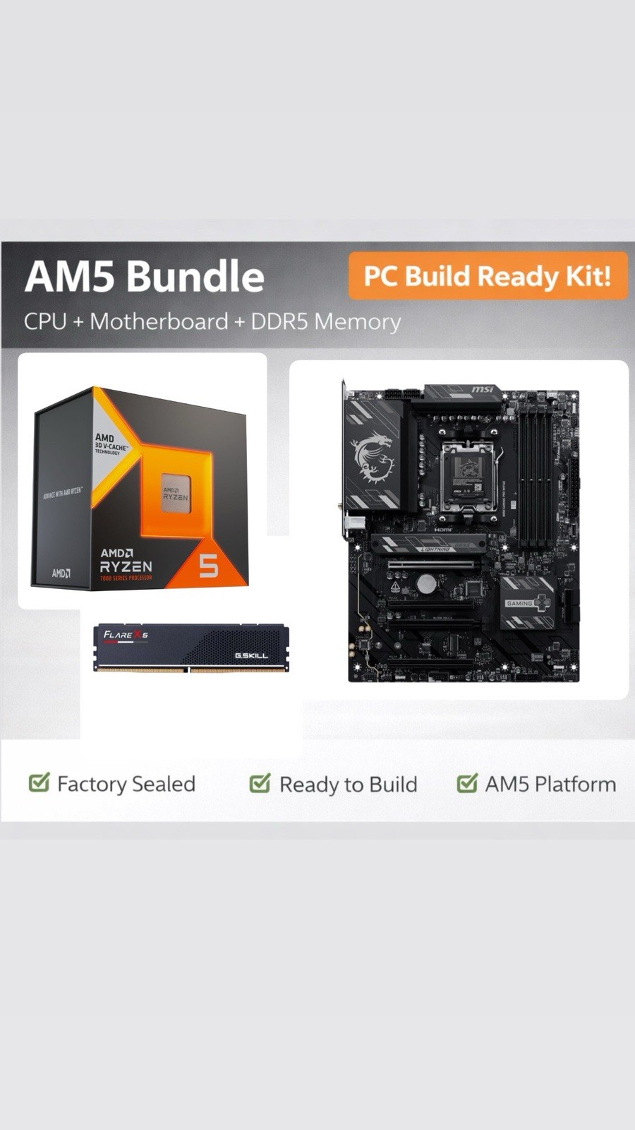 AM5 Bundle Ryzen 5 7600x CPU, ASUS B850E TUF Gaming WiFi, G.Skill 16GB DDR5-6000