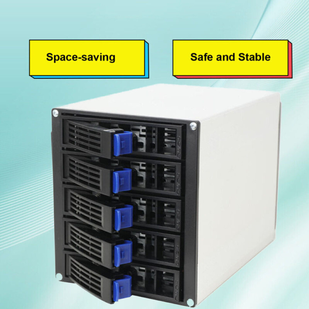 HDD Enclosure Hot Swap Cage 5-Bay 3 x 5.25" Drive Bays 5x SATA 3.5"/2.5" HDD