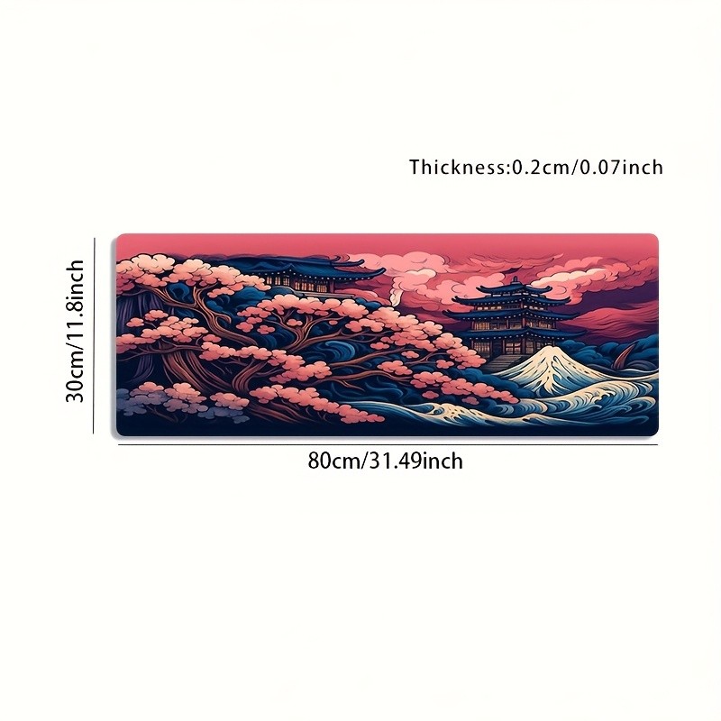 1pc Large Japanese Ukiyo-e Edo art Waverider Mouse Pad - Non-Slip Rubber Base,