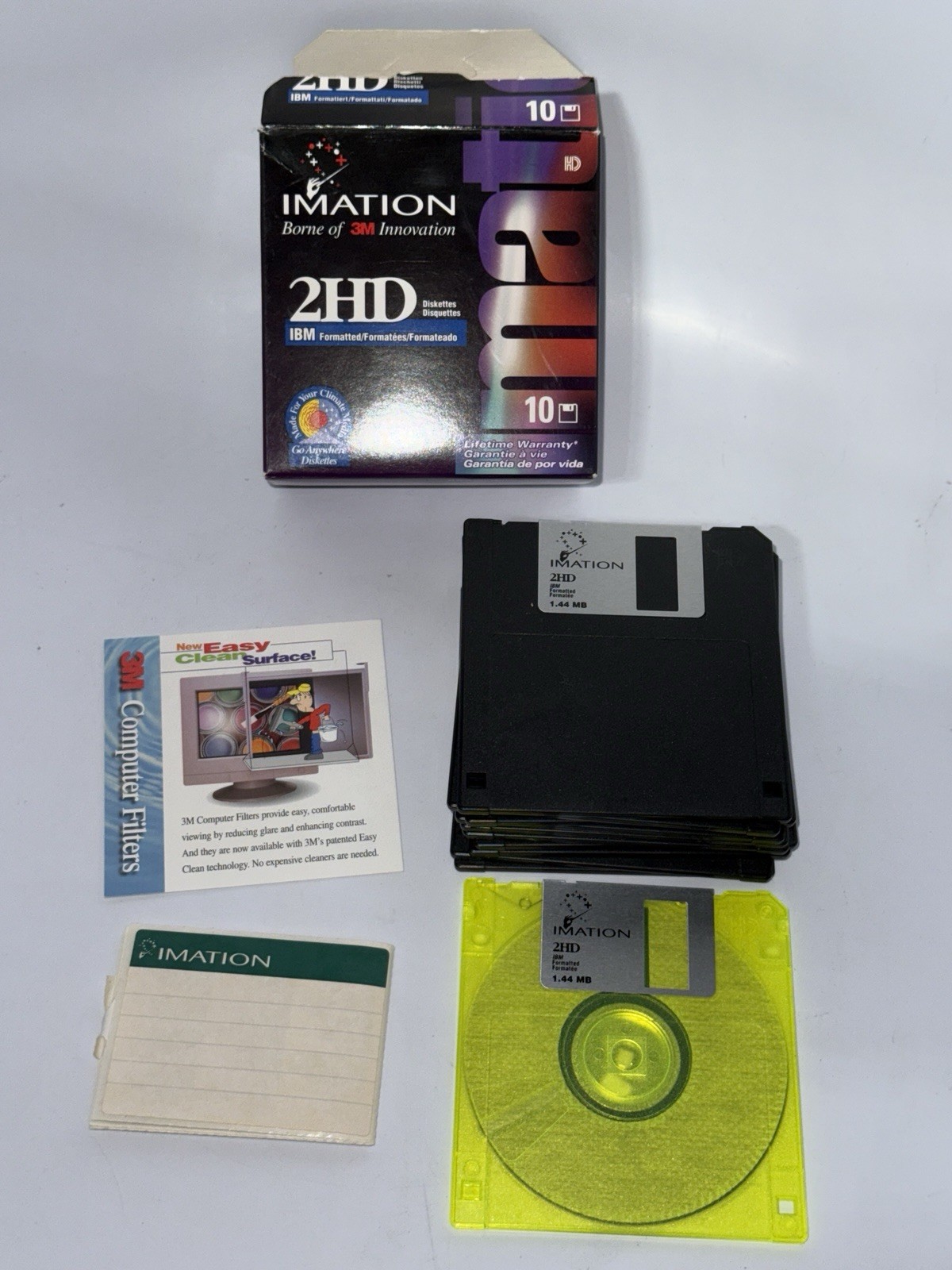 Imation 3.5" DS HD Diskettes 1.44MB IBM Formatted 10 Pack With Extra Neon Disc