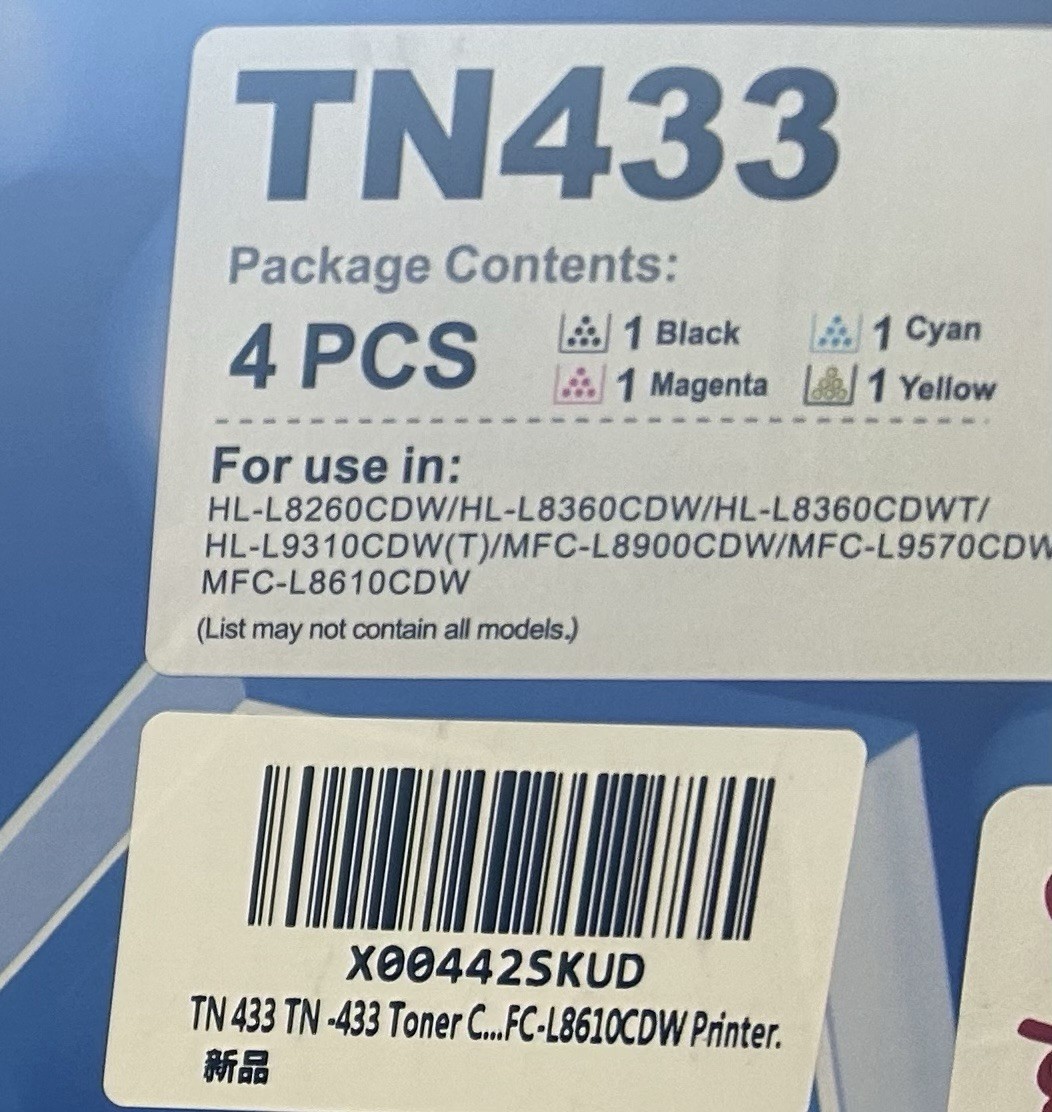 Snowflake High Yield High Compatibility Toner Cartridge 4Pack  TN433 See photos