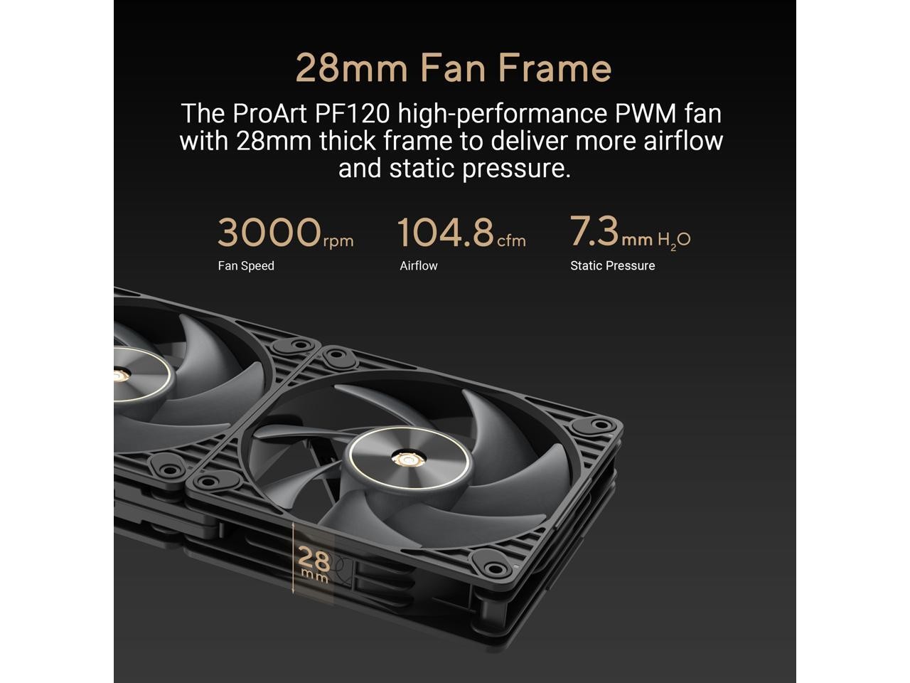 ASUS ProArt PF120 120mm PWM Fan, 3000RPM, High Airflow/Static Pressure,