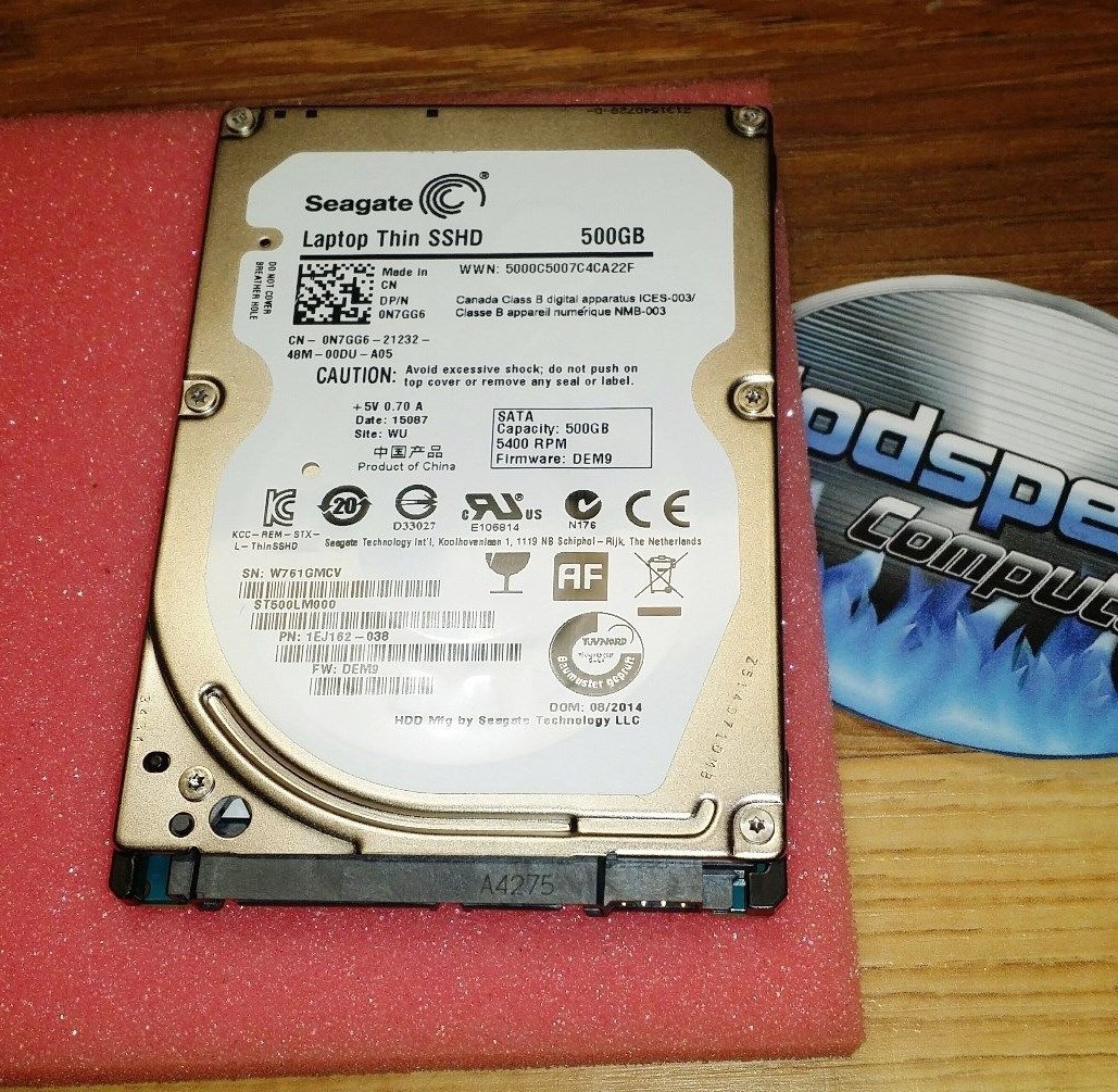 HP Compaq 8710p - 500GB Solid State Hybrid Drive SSHD Windows 7 Professional 64