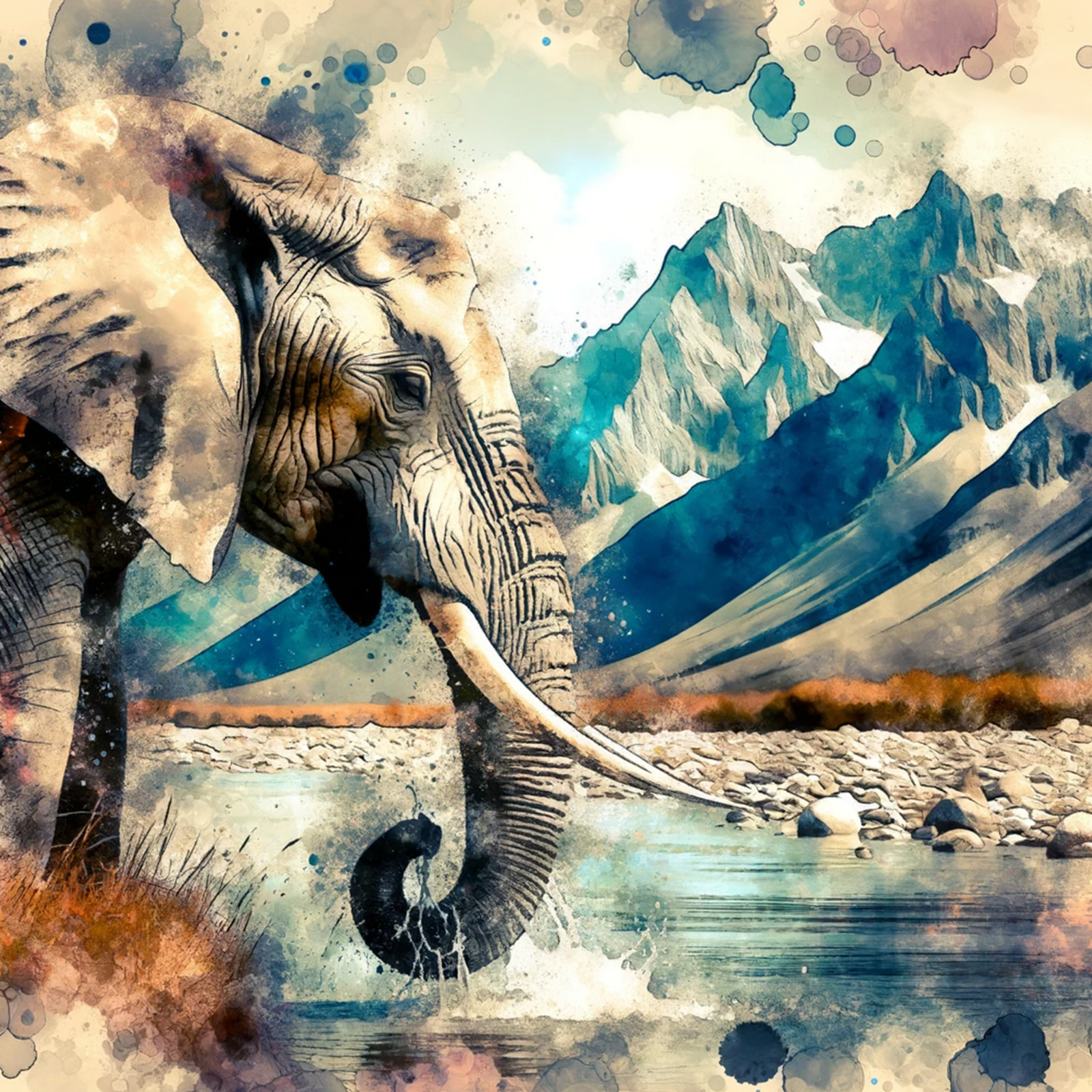 Elephant Wildlife Art Mouse Pad Mousepad Art Painting Print
