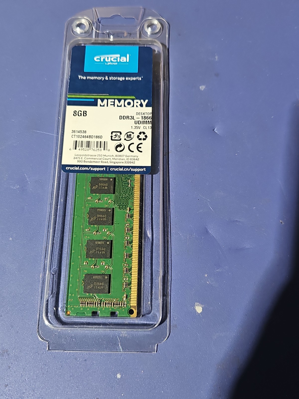 Crucial 8GB DDR3 1866MHz PC3-14900 DIMM Desktop Memory CT102464BD186D   #r68