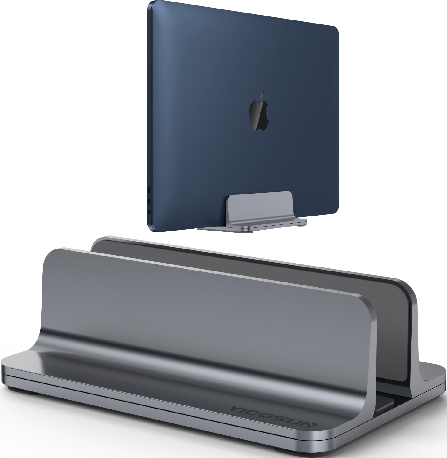YICOSUN Aluminum Vertical Laptop Stand for Desk - Adjustable 1-Slot, Gray