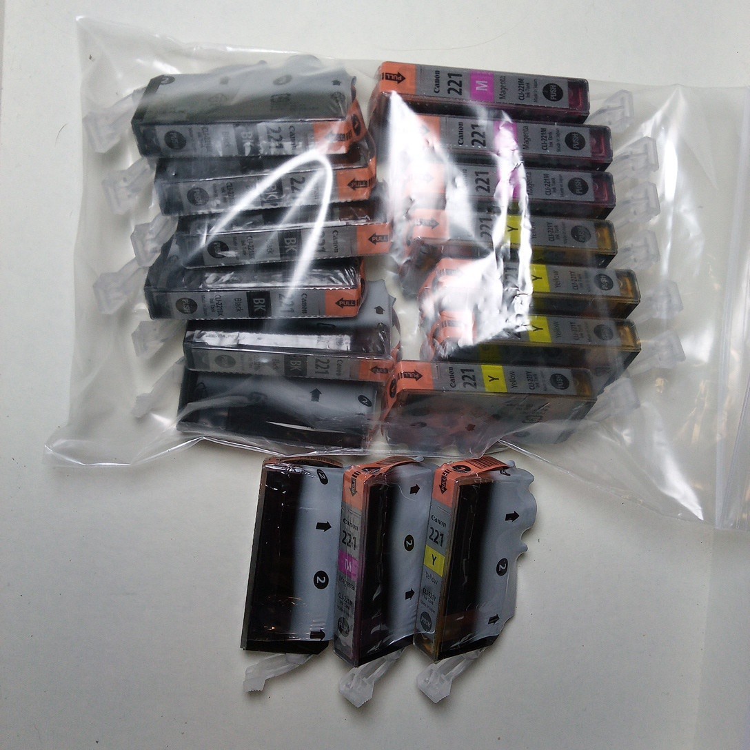 Canon OEM Sealed Ink Cartridges 1 220PGBK, 5 Black CLI-221BK, 5 221Y and 4 221M 