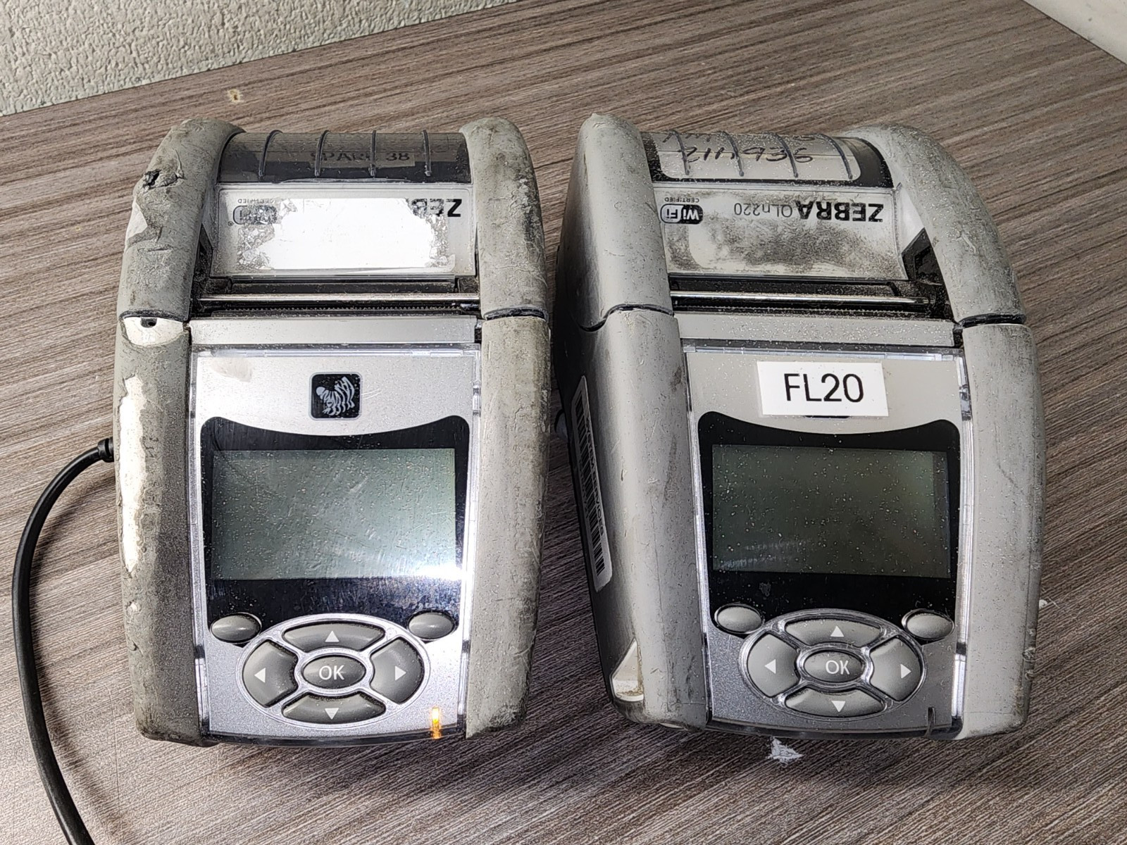 LOT OF 2 Zebra QLn220 Barcode Thermal Printer WiFi Bluetooth USB with Battery
