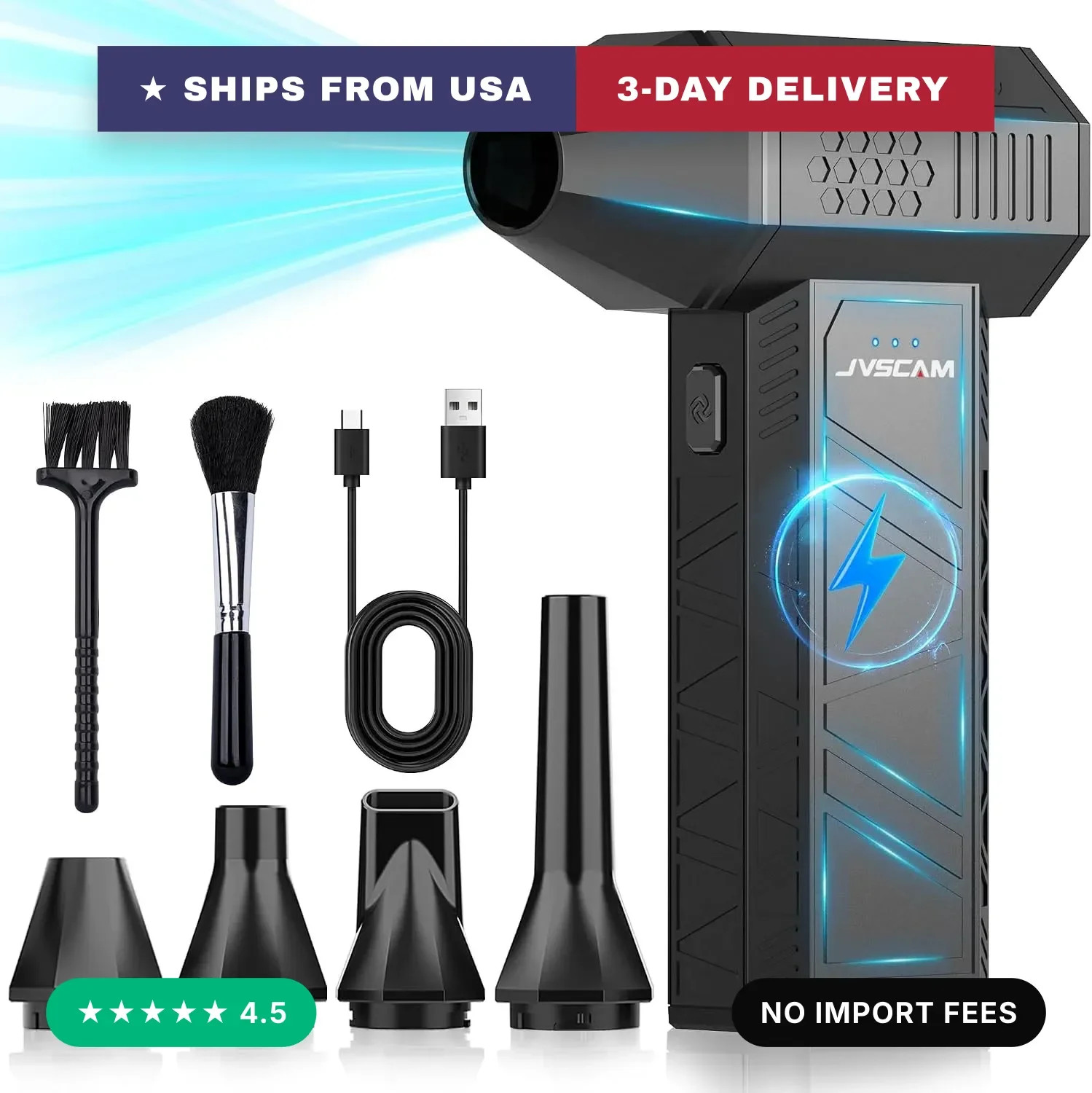 X3 Compressed Air Duster - Electric Air Duster with Brushless Motor,3 Gear Adjus