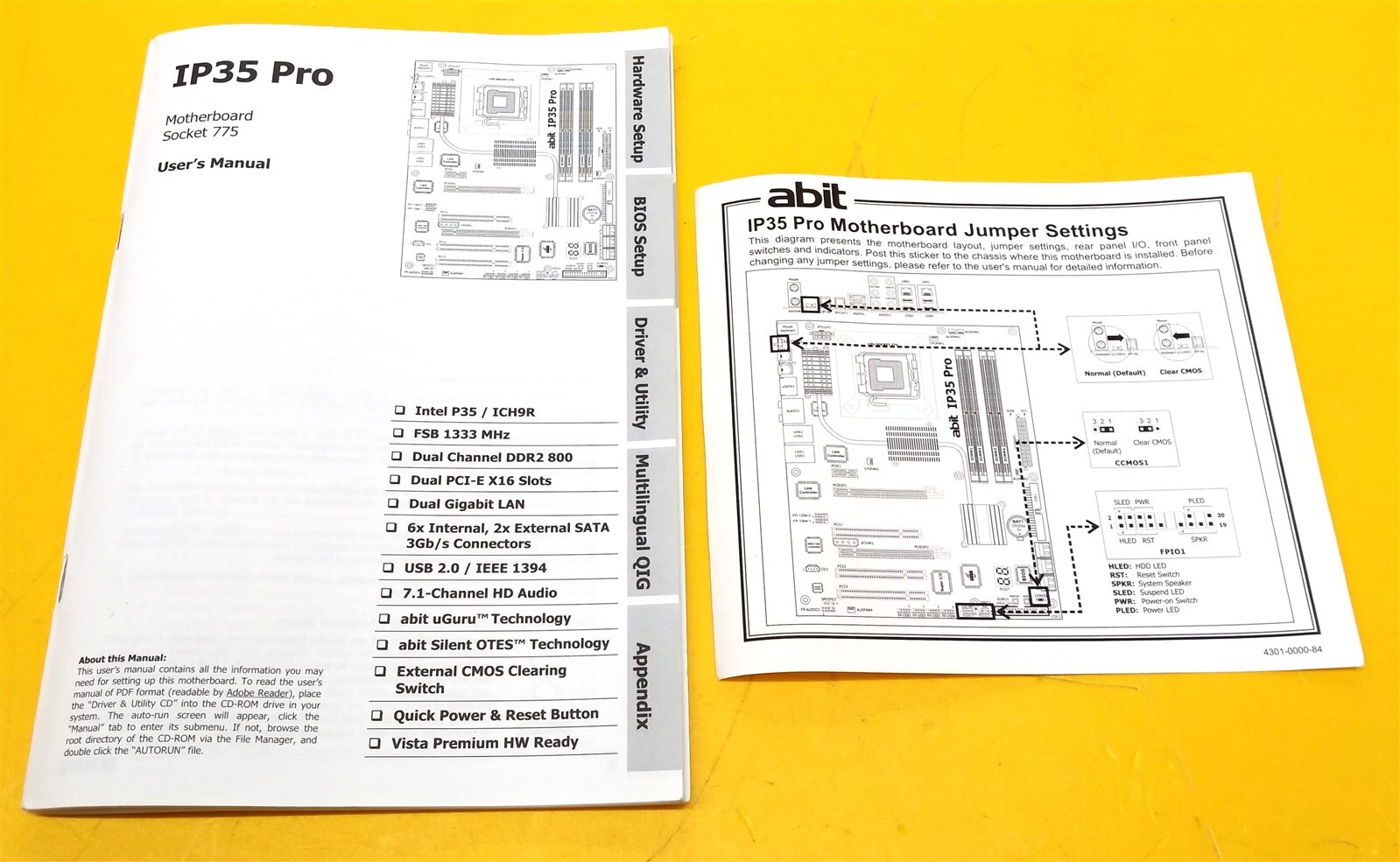 ⭐️⭐️⭐️⭐️⭐️ ABit IP35 Pro Motherboard User Manual & Jumper Settings 4301-0000-89