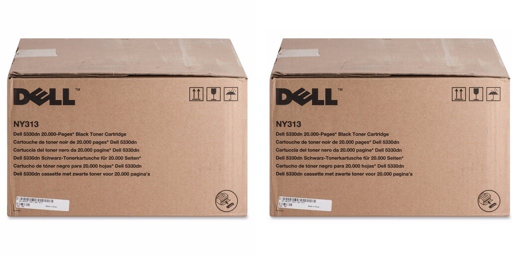 2 New Genuine Sealed Bag Open Box Dell NY313 High Yld Toner Cartridges 5330DN 