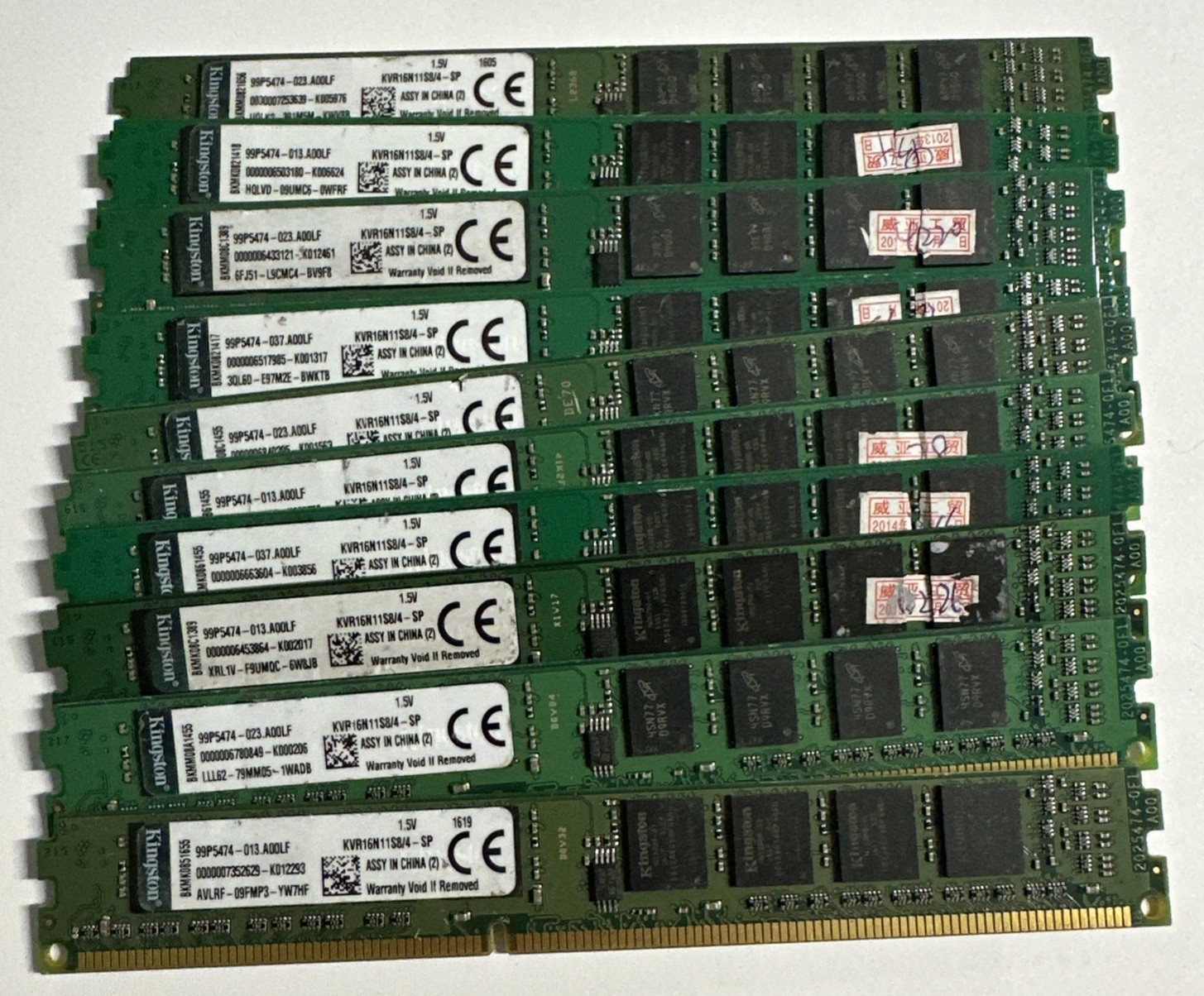 40GB Kingston 10 x 4GB 1Rx8 PC3-12800 DDR3-1600 Desktop Ram Memory KVR16N11S8/4