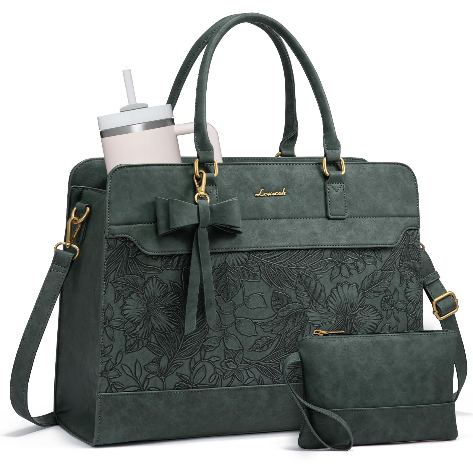 LOVEVOOK Laptop Tote Bag for Women,Leather Work Bag, Waterproof Business Teacher