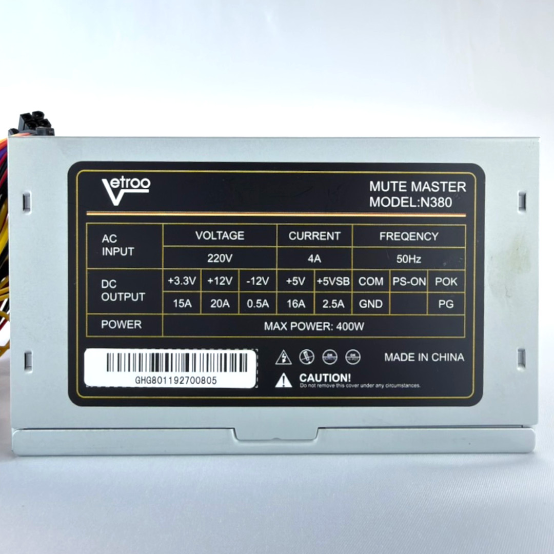 Vetroo Mute Master Computer Power Supply Unit PSU 400W Model N380