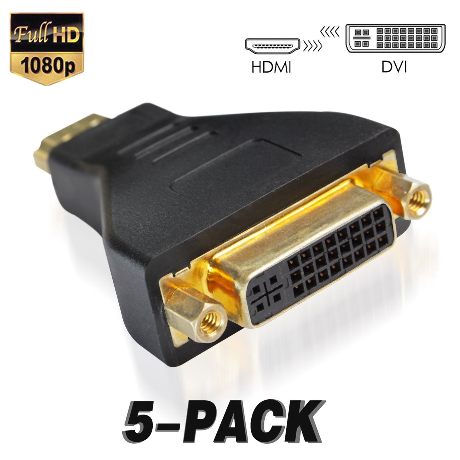 5x DVI-I 24+5 Pin Female to HDMI Male M-F Adapter Converter for HDTV LCD Monitor
