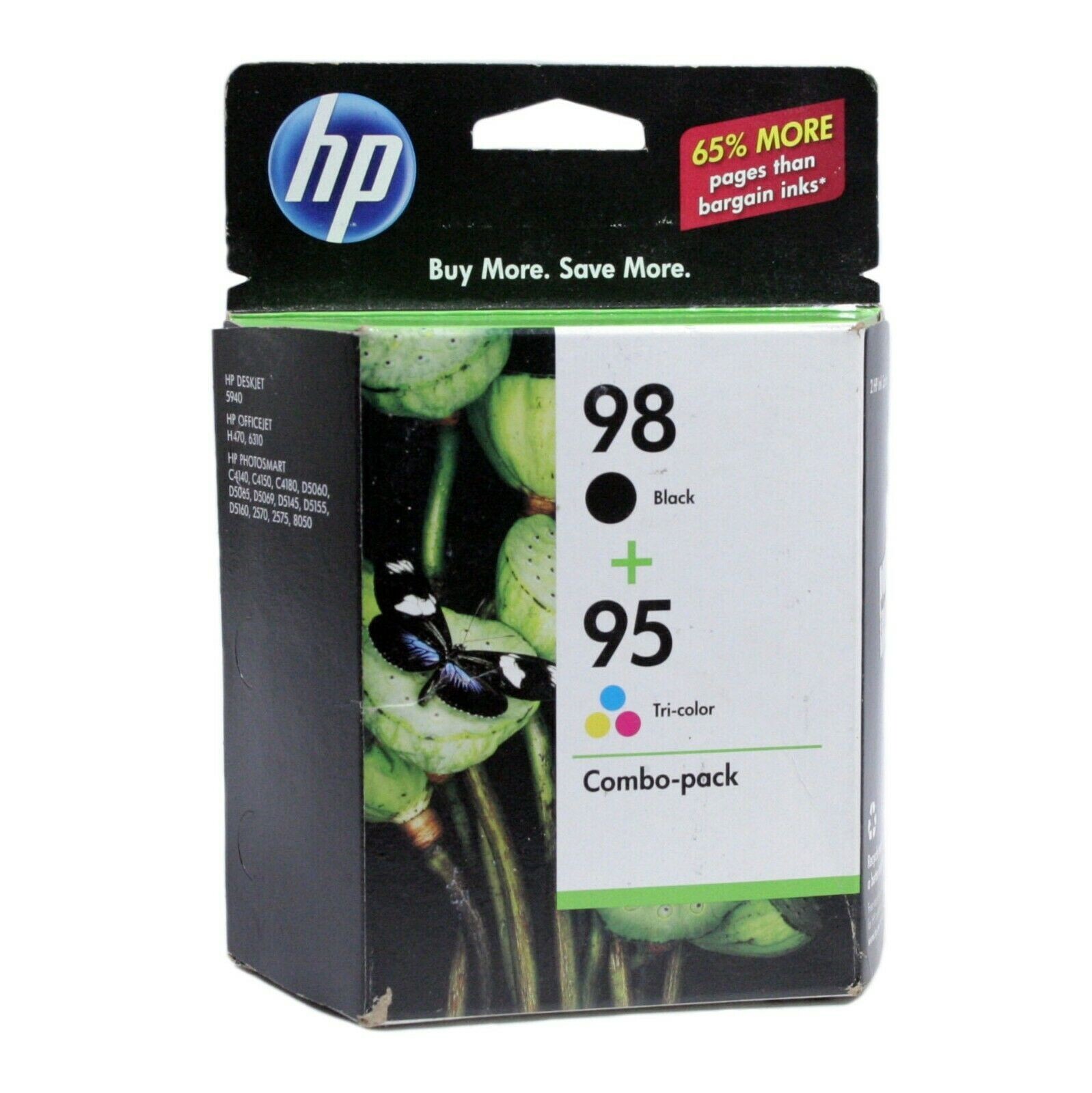 2 Genuine Factory Sealed HP 98 Black & 95 Color Inkjets (1 of ea)  2021