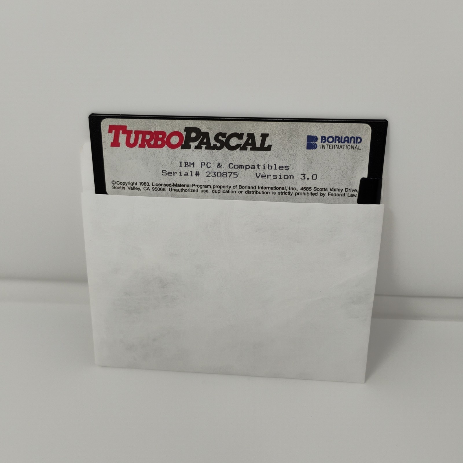 Borland Turbo Pascal 5.25 Floppy Disk Version 3.0 Vintage Computer Software 1983