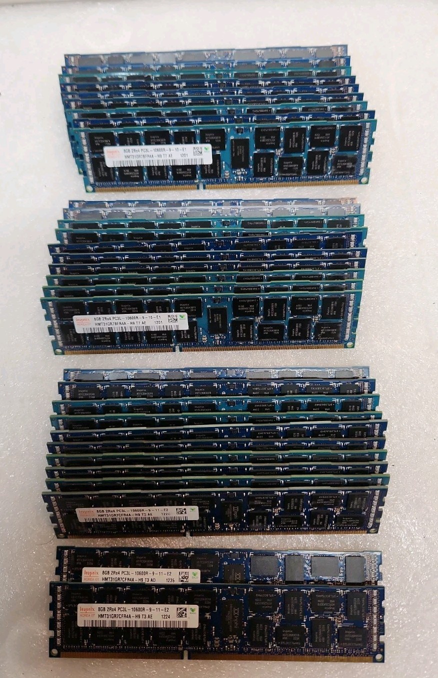 LOT OF 32 SK Hynix 8GB 2Rx4 PC3L-10600R-9-11-E2 ECC Memory HMT31GR7CFR4A–H9