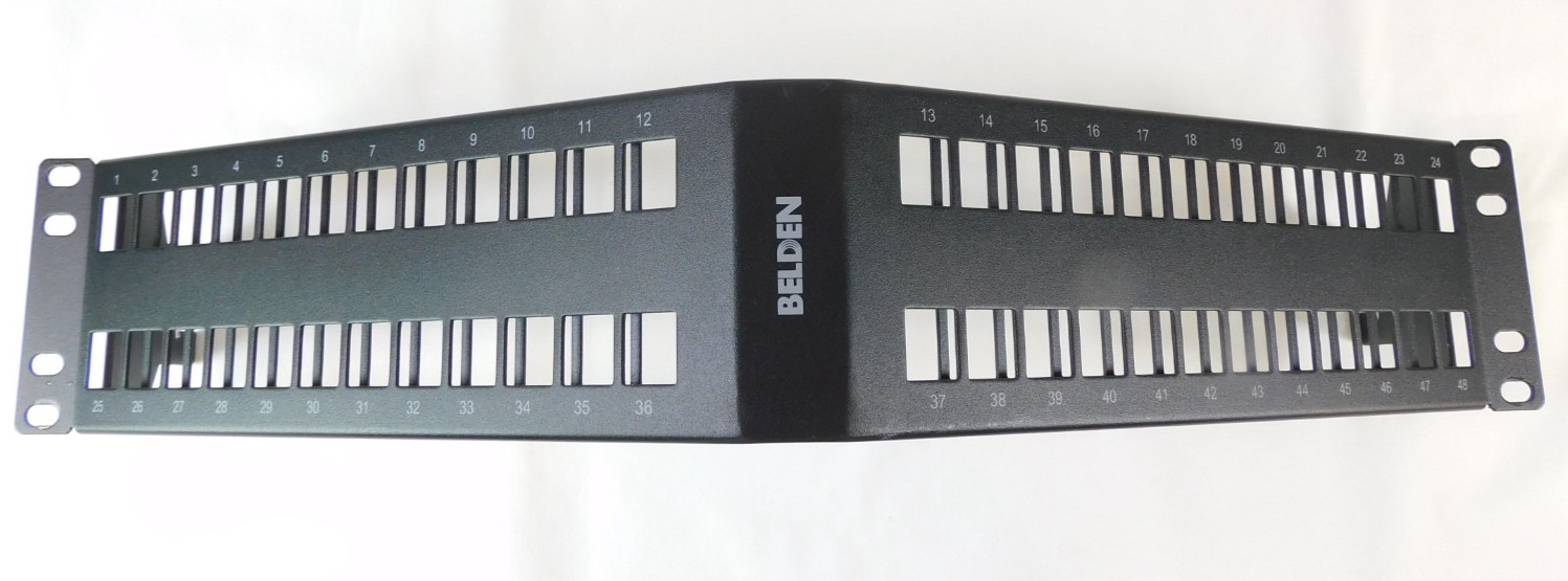 AX104601 Belden Keystone Patch Panel, Angled, Black, 48 Port, 2 RU - Unblemished