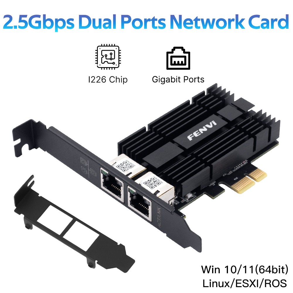Intel I226 2.5G Dual Port PCIe Ethernet Card 2.5Gbps RJ45 NIC for Desktop PC NAS