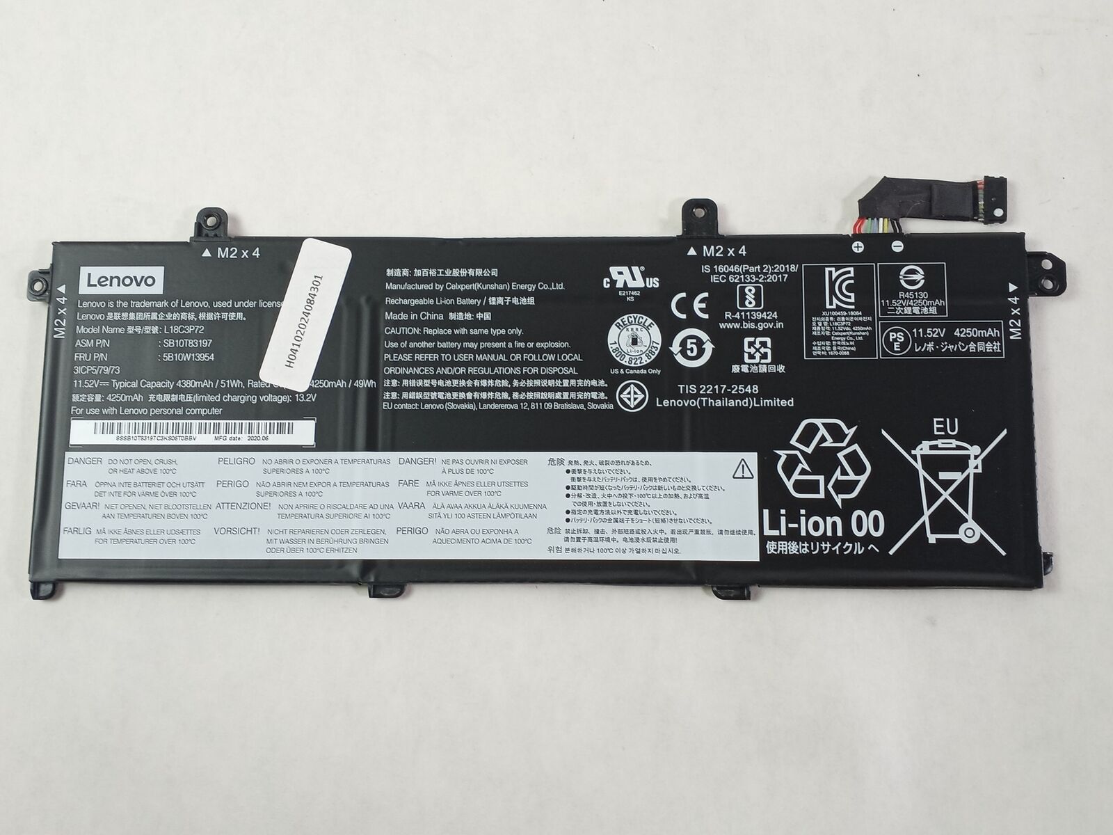 Lot of 5 Lenovo ThinkPad P14 4380mAh 3 Cell 11.52 V Laptop Battery 5B10W13954