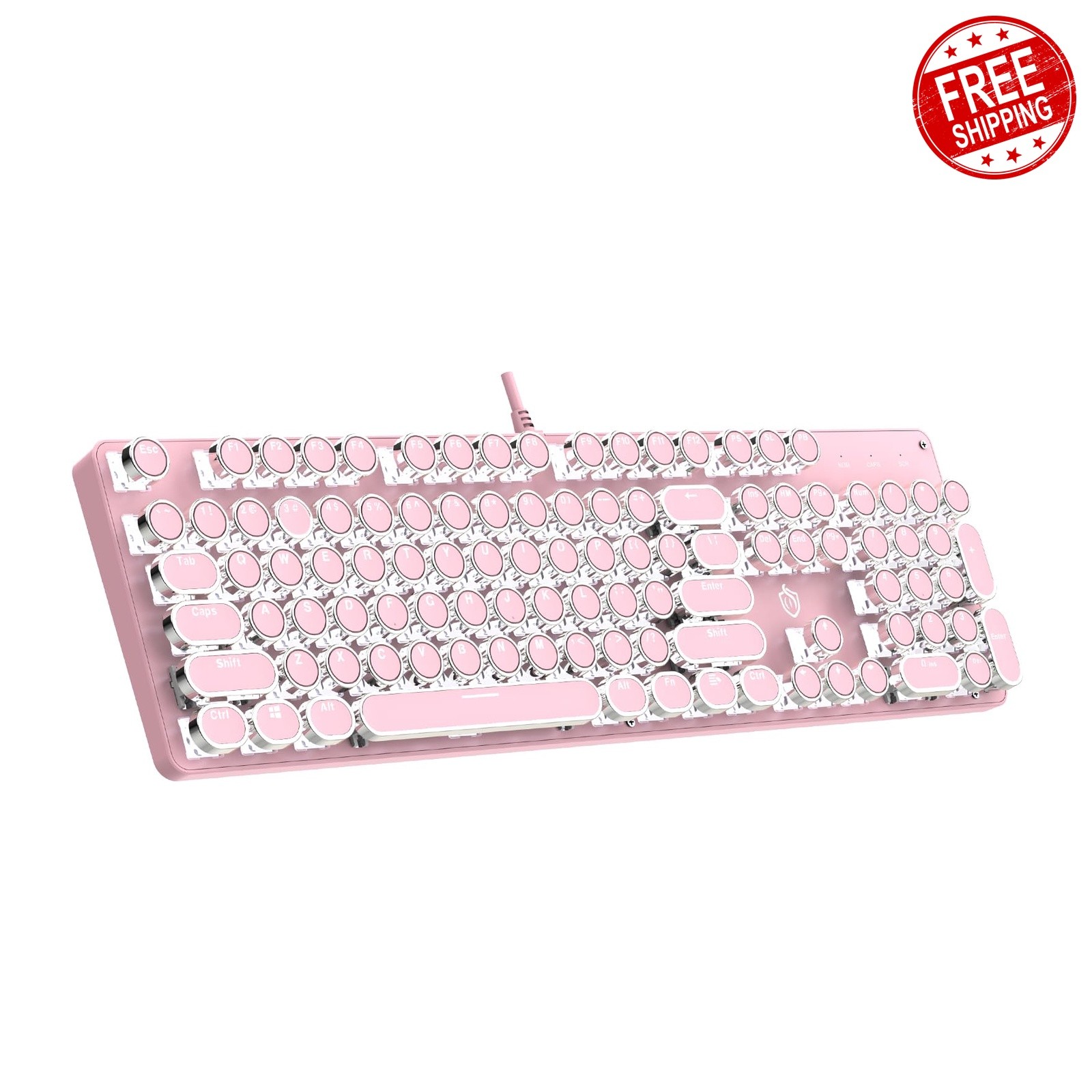 Gaozen Typewriter Mechanical Gaming Keyboard Pink RGB Red Switch