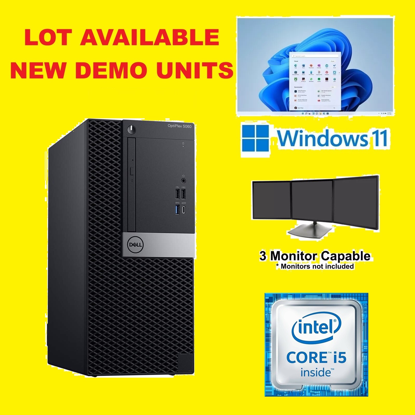 🍀 NEW DEMO Dell Optiplex 5060 MT i5-8600 3.1 16GB 512GB SSD 4K WiFi 6-CORE LOT