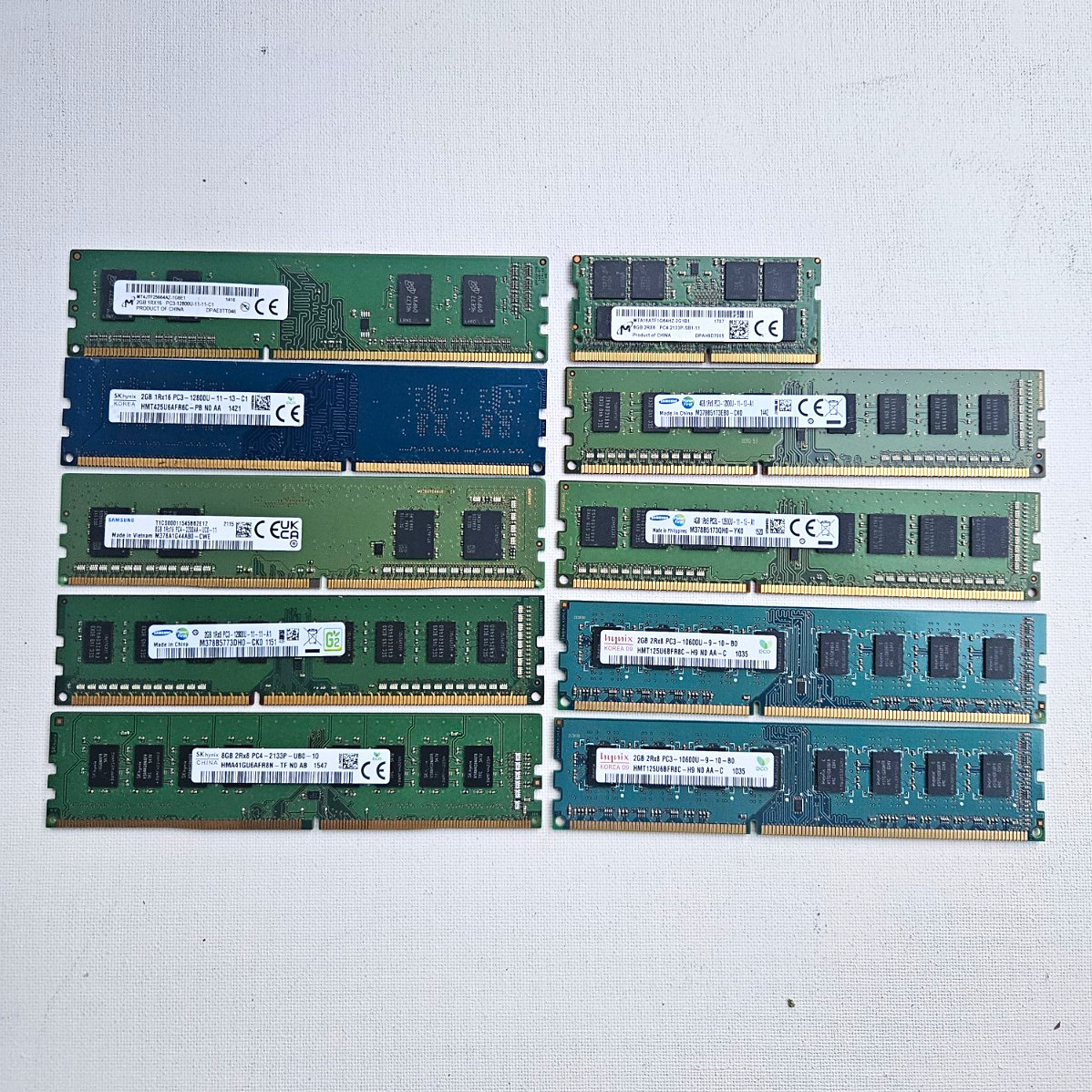 LOT OF 9 Mixed Brands 22GB (9x2GB) DDR3 PC3-12800U DIMM 240-Pin Unbuffered