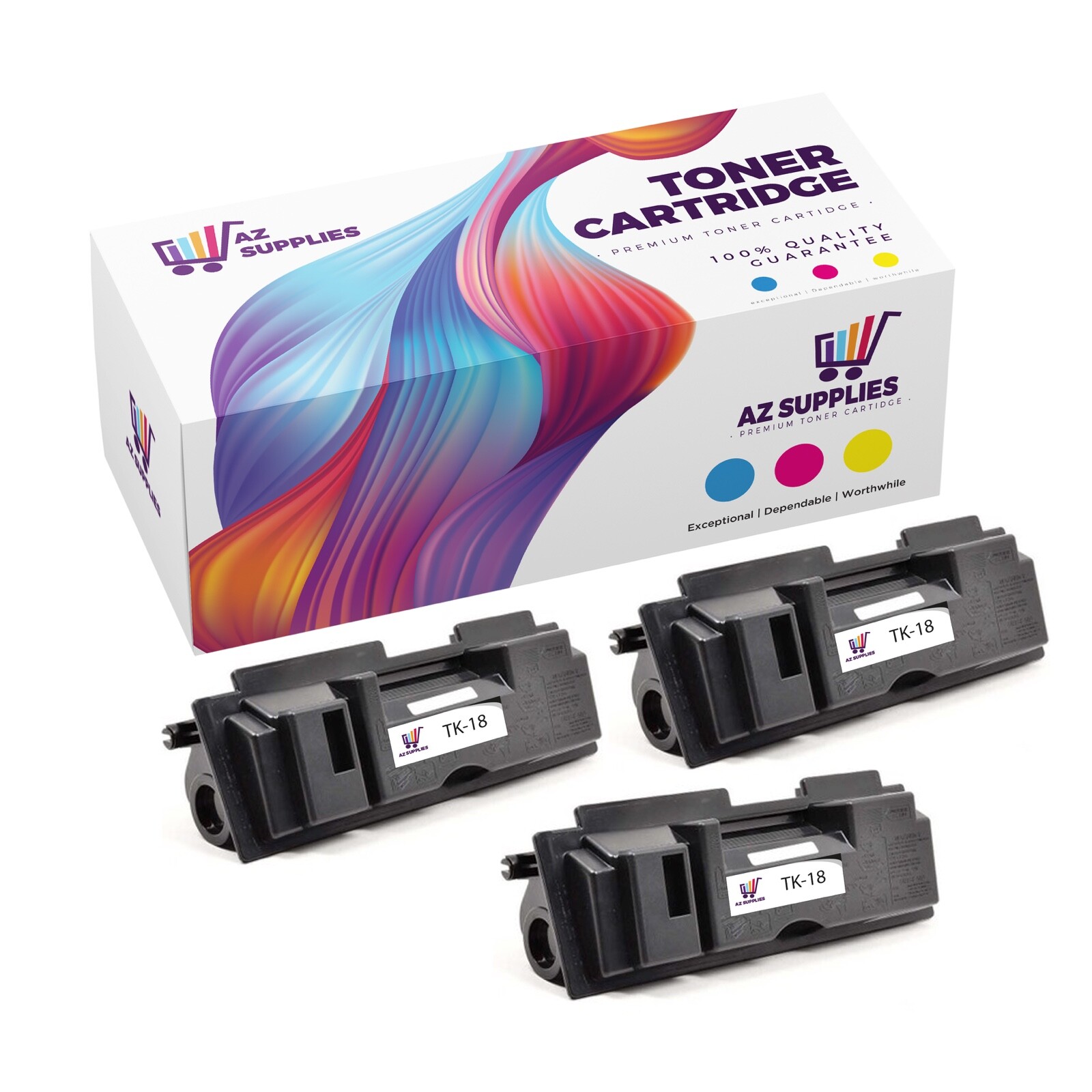 Kyocera Mita Compatible Toner Cartridge for TK-18 CS-1820 FS-1018MFP Black 3 PK
