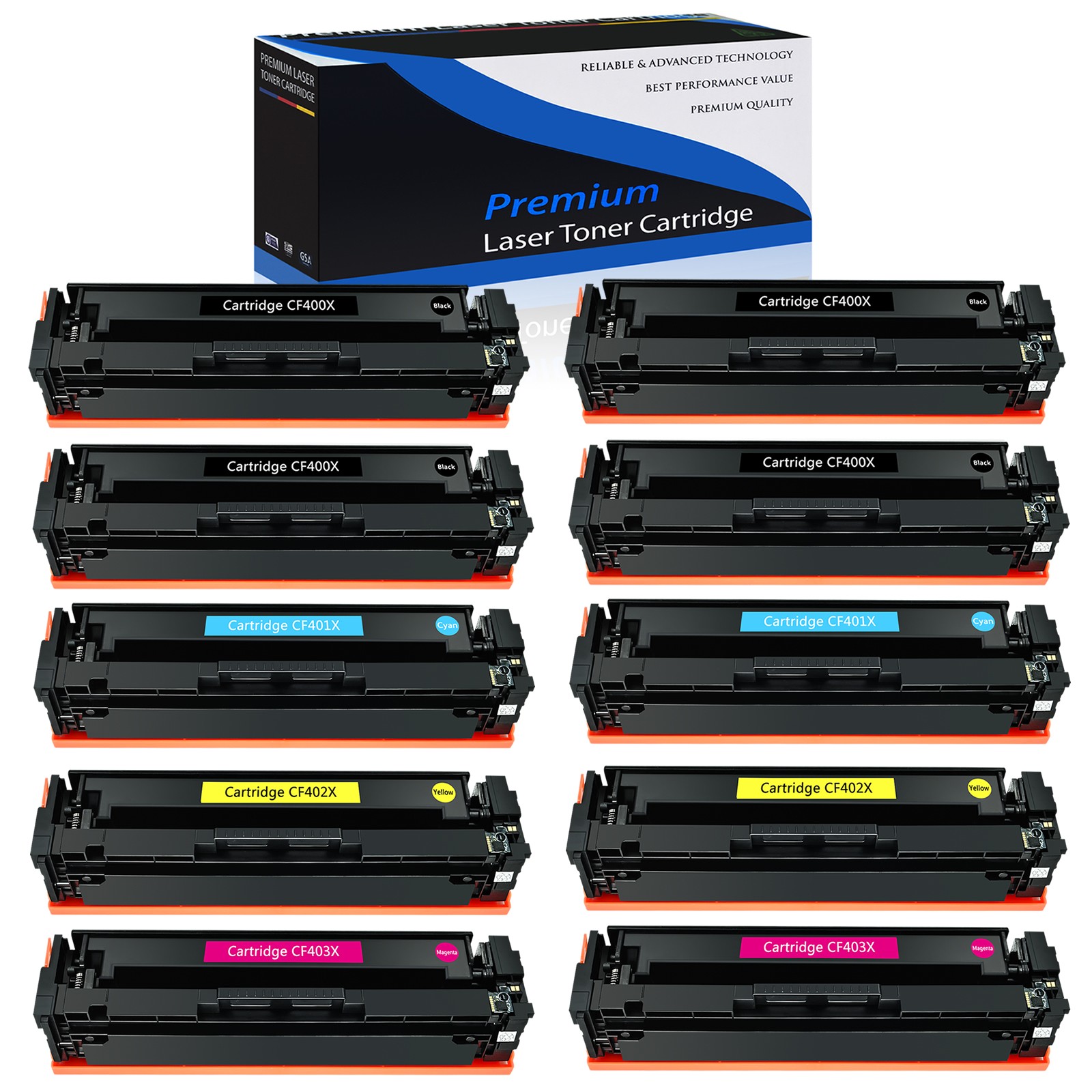 10PK BK/C/M/Y Toner for HP 201X CF400X Color LaserJet Pro MFP M277n M252 M252dn