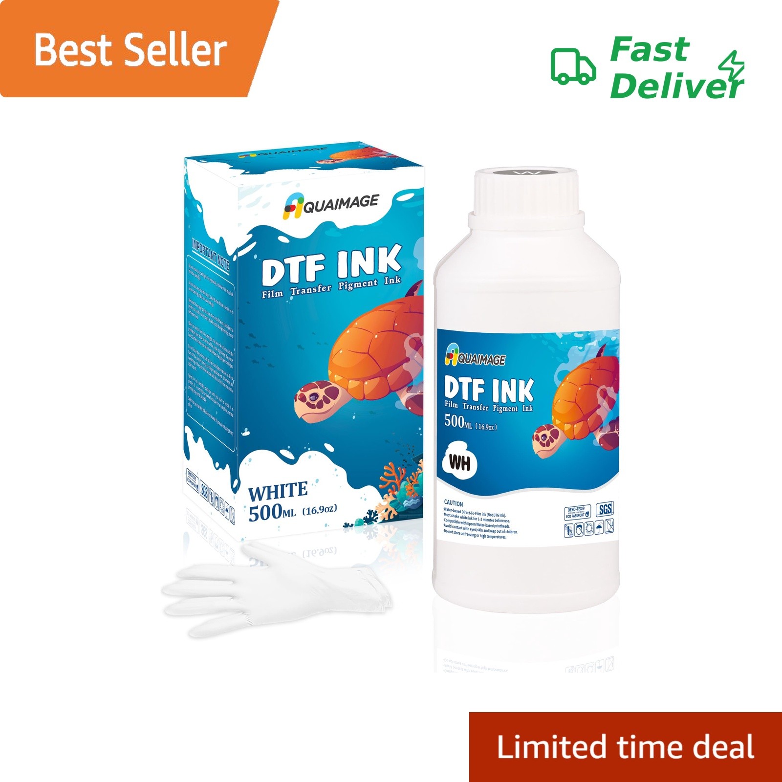 Aquaimage Premium DTF White Ink 1000ml for XP600 L1800 DX5 P400 | DTF Printer...