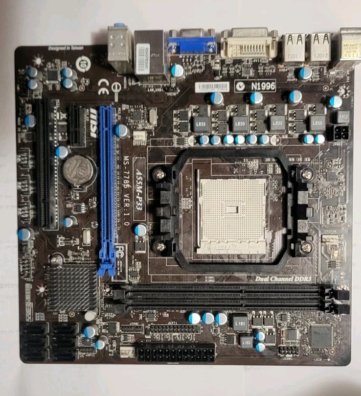 MSI A55M-P33 Socket AMD Socket FM1 DDR3 Desktop Motherboard - Untested