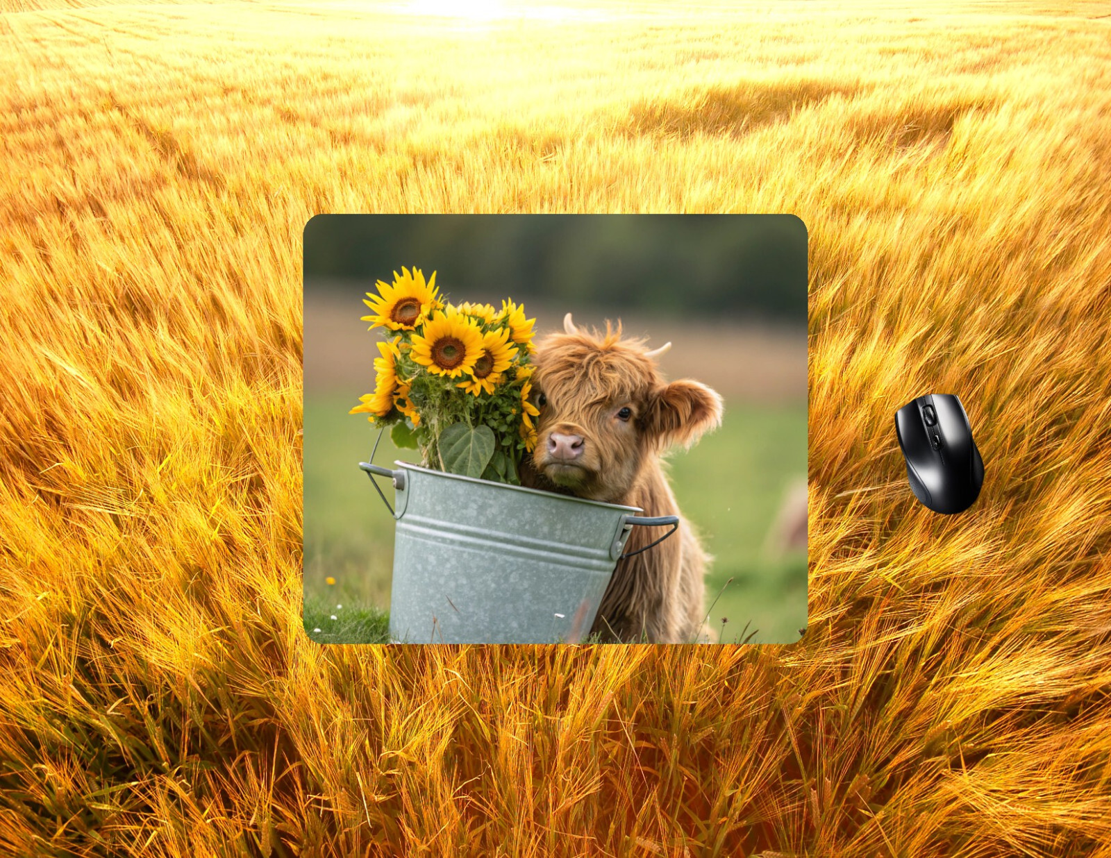 Highland cow themed neoprene PC/laptop Mouse Pad, CHOICE, , gifts