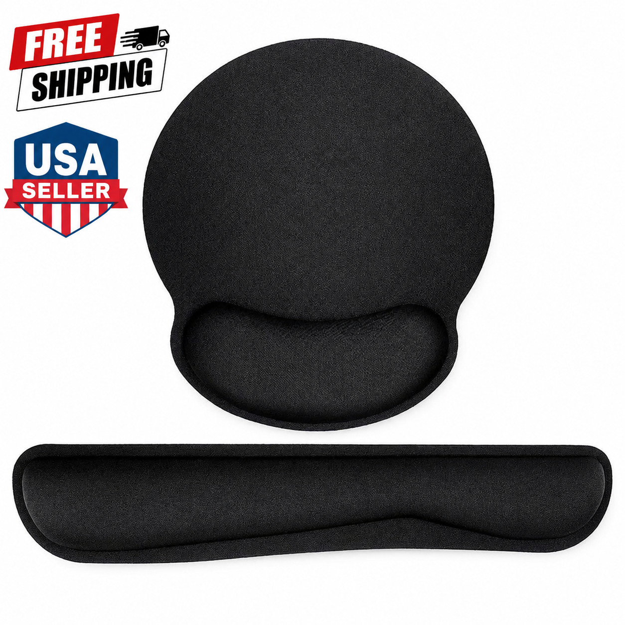 2Pc Premium Memory Foam Keyboard Wrist Support Bar and Mouse Wrist Rest Pads Set