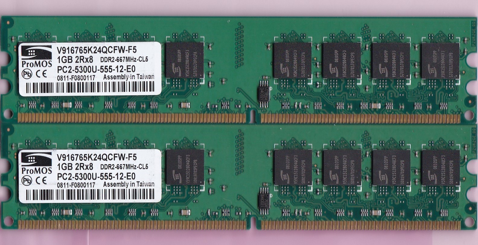 2GB 2x1GB PC2-5300 ProMOS V916765K24QCFW-F5 DDR2-667 Desktop Memory Kit DIMM TW