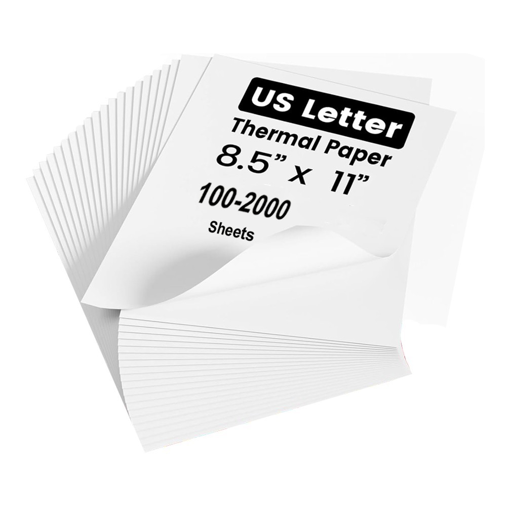 100-2000 Sheets Thermal Printer Paper 8.5''×11'' US Letter Size Fanfold Paper