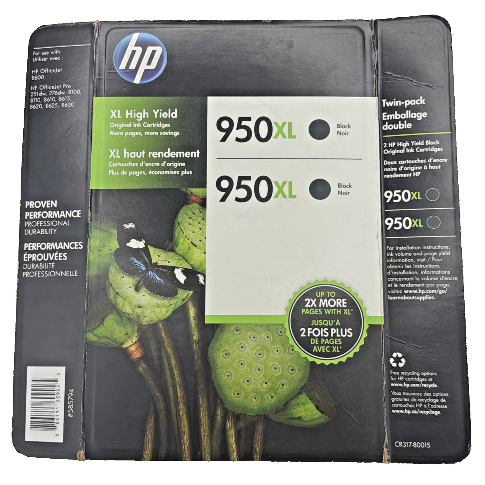 Genuine HP 950XL High Yield 2 Pack Black July 2018 New Sealed