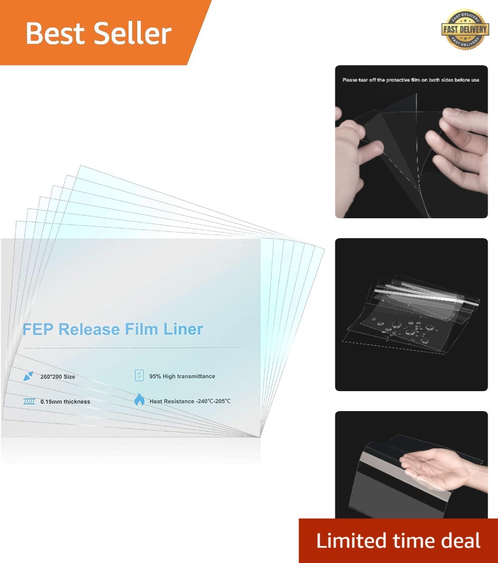 Versatile 6PCS 260x200mm FEP Film for 3D Printing - High-Temperature Resistance