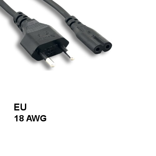 [x10] 6' EU Europe Non-Polarized 2 Pin Power Cable IEC-60320 C7/CEE 7/16 18AWG