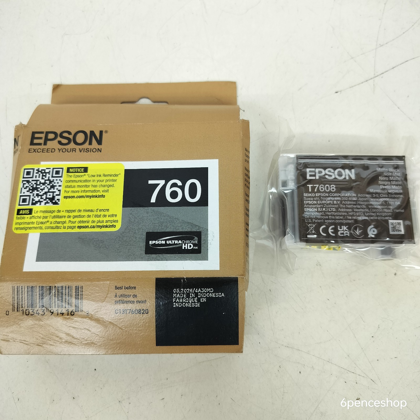 Sealed in OB-Exp. 05/2026 Epson 760 Ink Cartridge Matte Black T760820