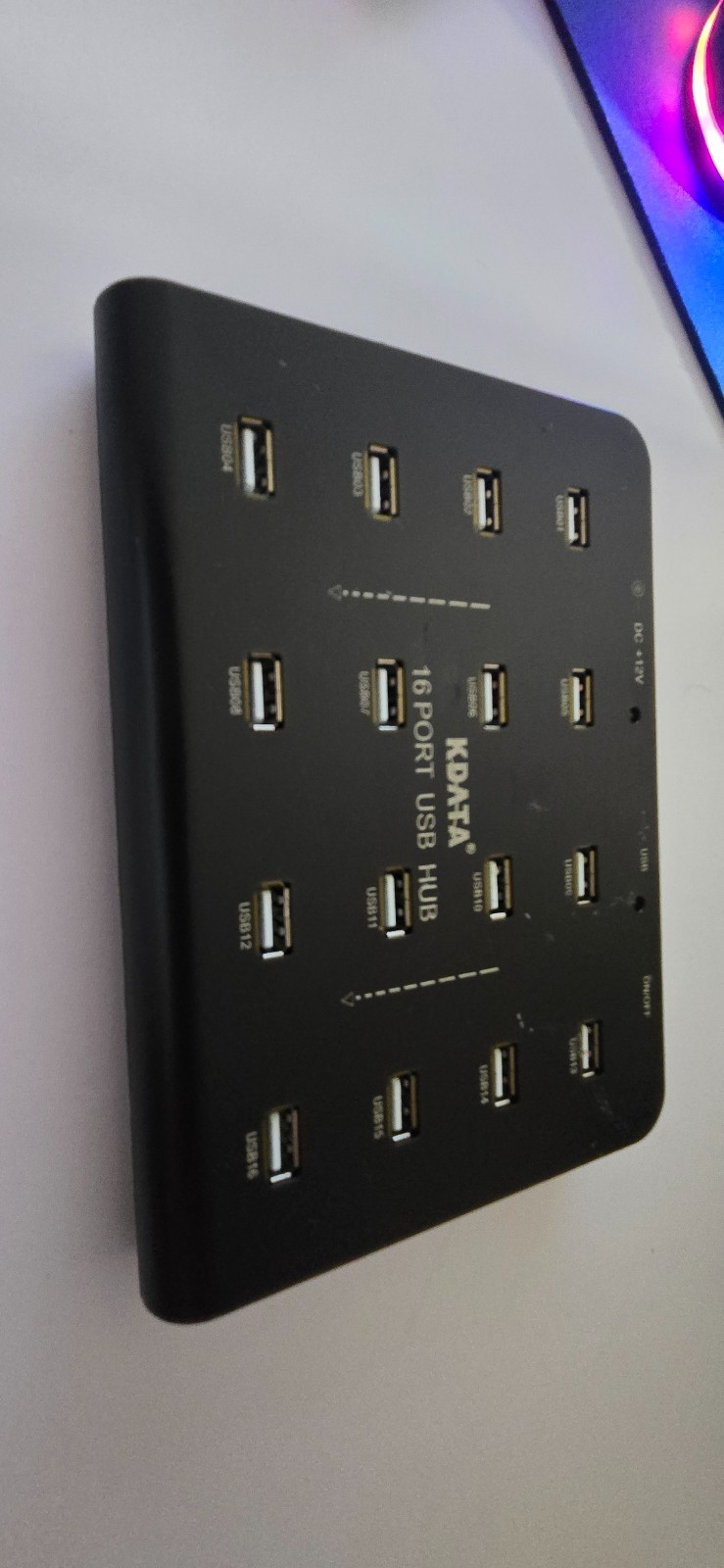 KDATA 16 Port USB 2.0 Industrial Hub with Power Adapter - Tested Working